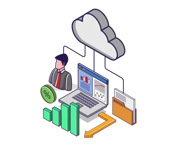 Management Business Investment Cloud Server — Stock Vector