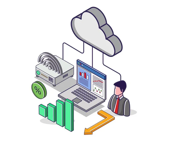 Cloud Signal Server Business Investment Management System — Stock Vector