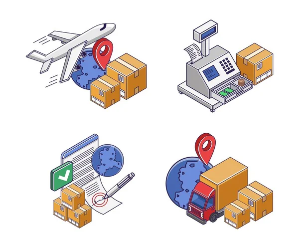 Set Icons Expedition Logistics Business — 스톡 벡터