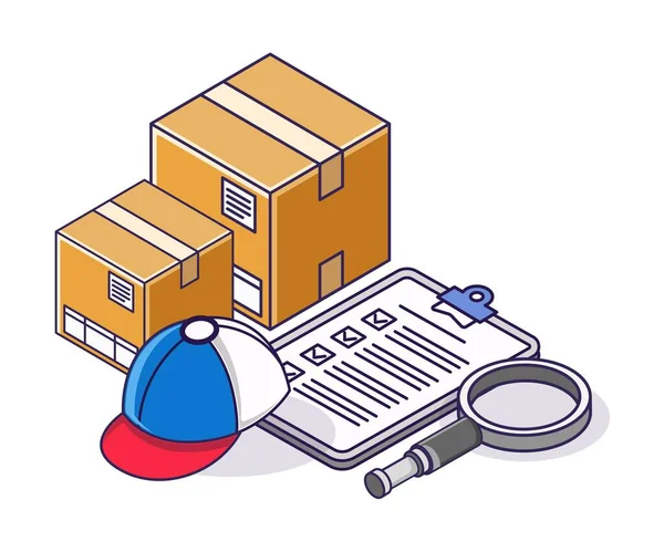 Checking Sent Packages Flat Isometric Illustration Concept — ストックベクタ