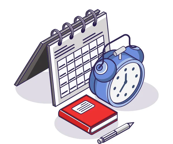Alarm Clock Calendar Books — Stock Vector