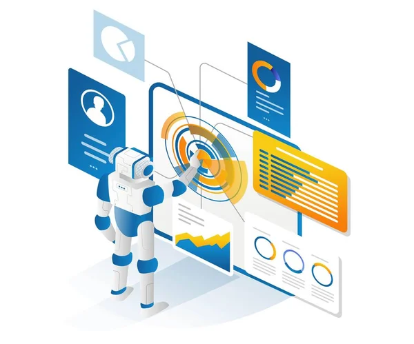 Cloud Server Business Management Data Analysis Robot — Stockvektor