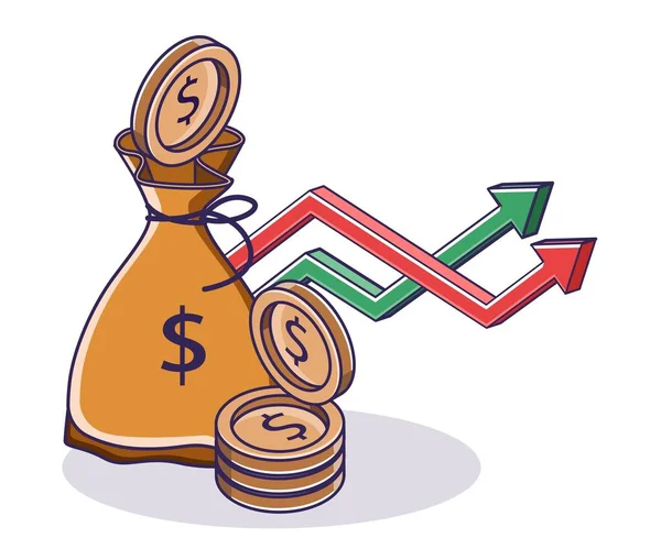 Sacks Filled Cash Analytical Arrows — Stockový vektor