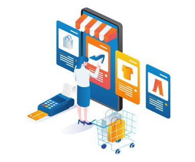 İnternetten alışveriş yapan kadın.