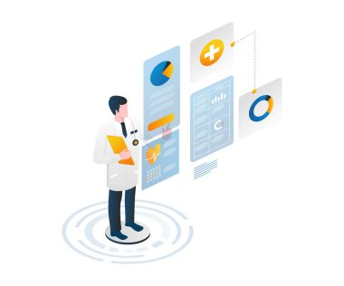 Doktorlar hasta verilerini dijital teknolojiyle analiz ediyorlar.