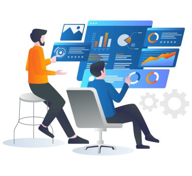 Two men controlling data analysis