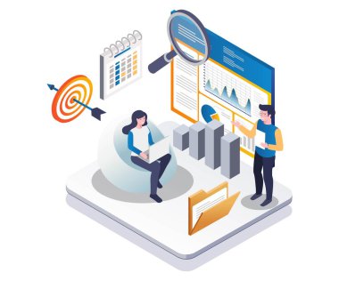 Bir çift şirket verilerini analiz ediyor.