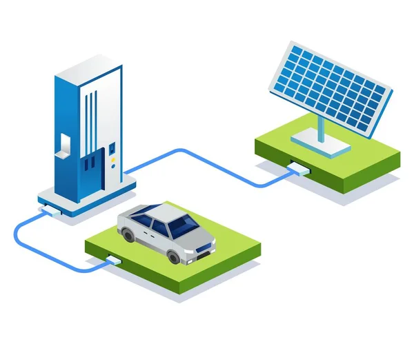 Cash Electric Car Solar Panel Energy — Archivo Imágenes Vectoriales