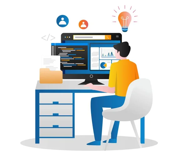 Man analyzing programming language data