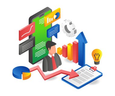 A leader with successful investment business analysis data