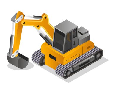 Excavator isometric in isometric illustration
