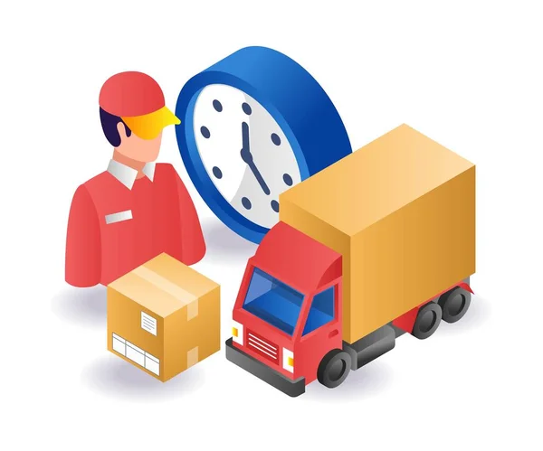 Logistics Delivery Time Isometric Illustration — Stock Vector