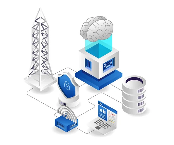 Data Network Cloud Server Tethering — Stock vektor