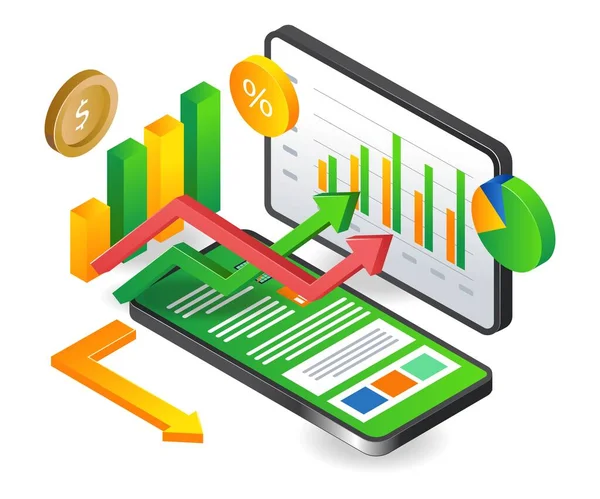 Business Investment Data Analysis Smartphone — Stockový vektor