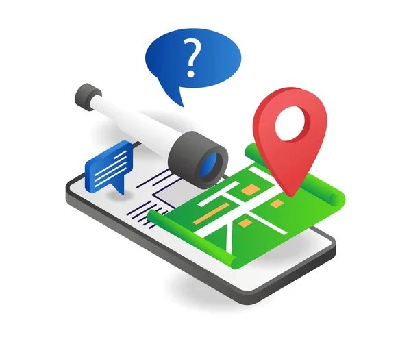 Map App Location Address Binoculars — Vector de stock