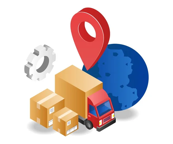 Delivery Goods Truck Location — Stok Vektör