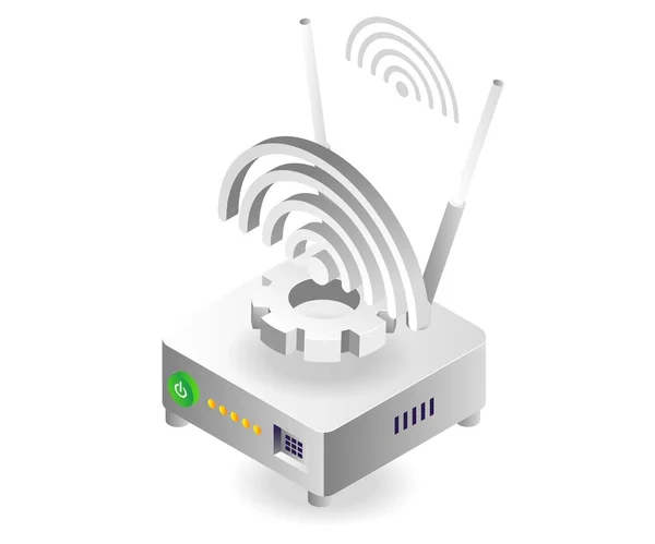 Router Process Wifi Isometric Illustration — Vettoriale Stock