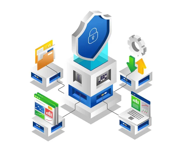 Data Security Technology Cloud Server Network — Wektor stockowy