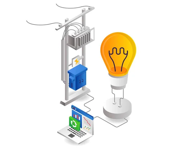 Controlling Electrical Energy Computer — Vetor de Stock