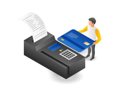 Man swipes atm and takes out receipt