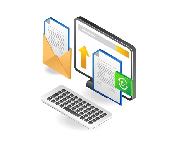Computer Transfer Email Data Folder — Vettoriale Stock
