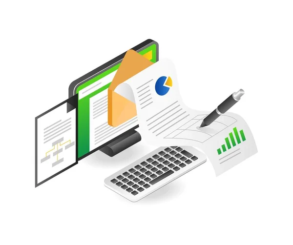 Computer Data Analysis Online Investment Business Registration — Image vectorielle