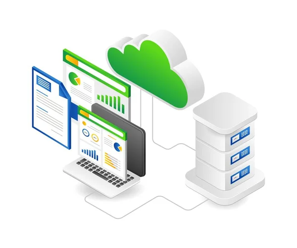 Data Analysis Cloud Server Hosting — Vetor de Stock
