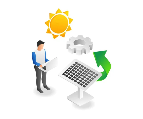 Repair Solar Panels Computer — Stockvector