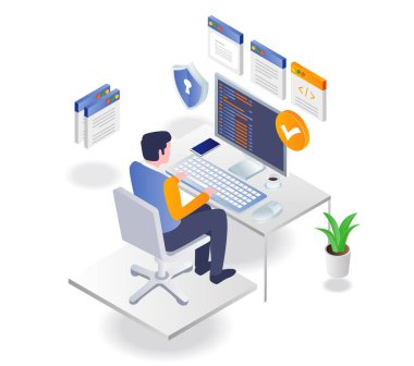 Bilgisayar üzerinde çalışan programcı
