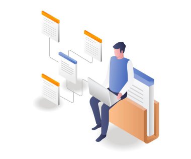 Man working on computer with some data