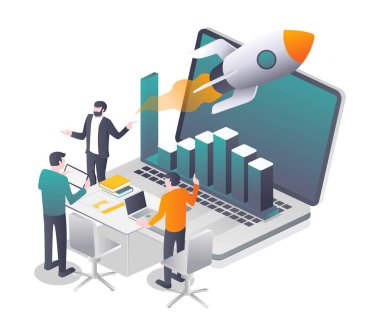 The investment business team is launching a rocket