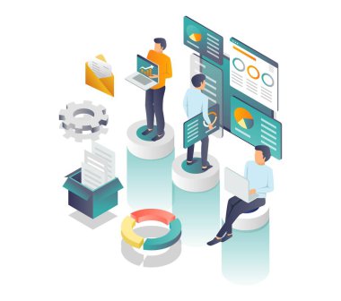 the concept of isometric illustration seo agency and web developer