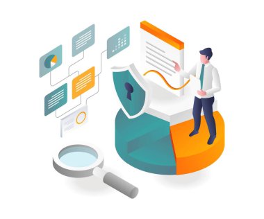 Business investment data security in isometric illustration