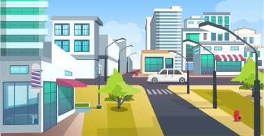 View of buildings and city street