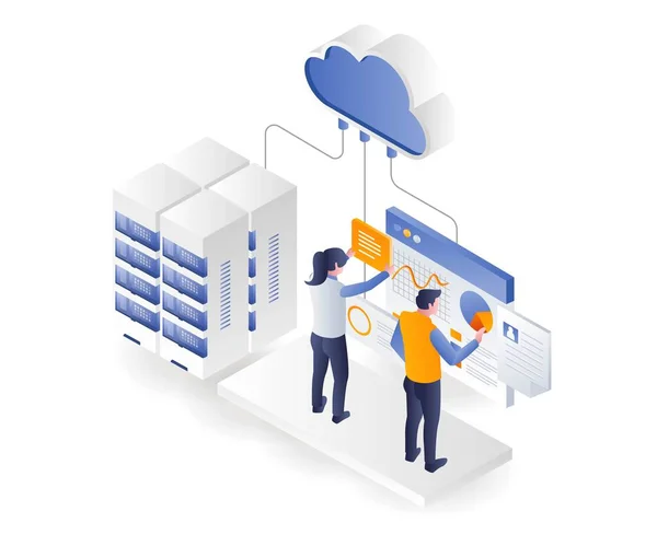 Team Compiling Cloud Server Analysis Data — Διανυσματικό Αρχείο