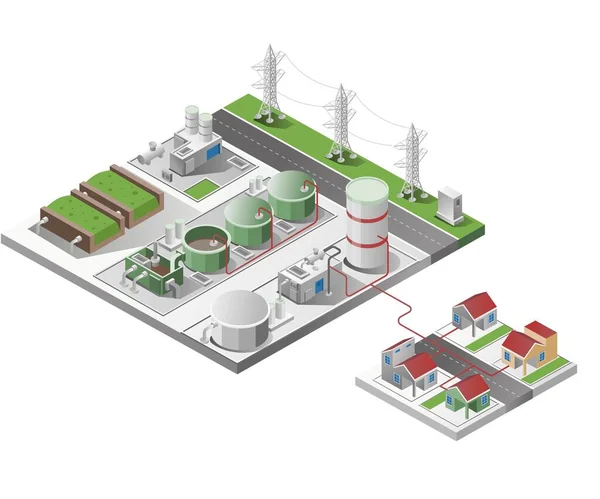 Biogas Energy System Industry — Stockový vektor