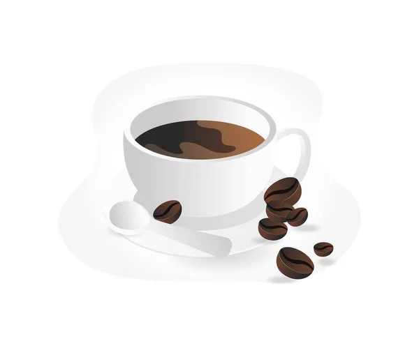 Una Taza Granos Café — Vector de stock