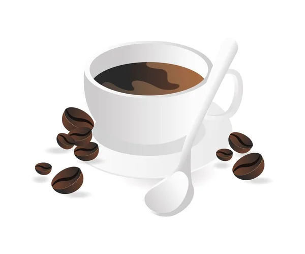 Чашка Кофе Бобы — стоковый вектор