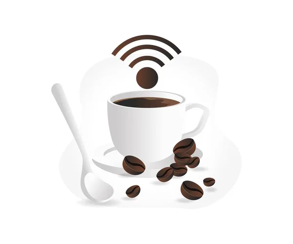 Café Con Señal Wifi — Vector de stock