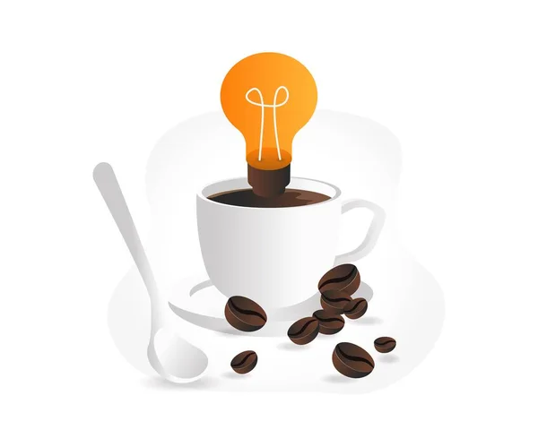 Obtener Ideas Con Una Taza Café — Vector de stock
