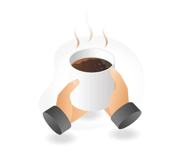 Manos Llevando Una Taza Café Caliente — Vector de stock