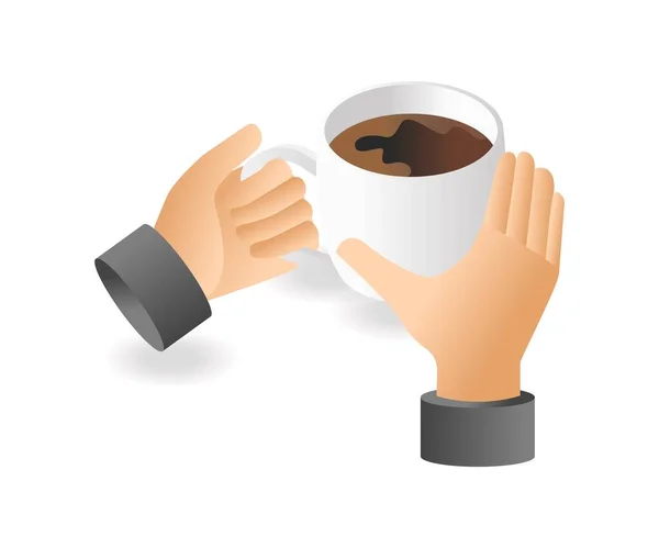 Руки Чашкой Теплого Кофе — стоковый вектор