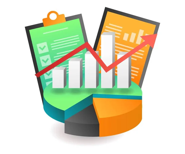 Illustration Concept Isométrique Plat Analyse Données Entreprise Investissement Graphique Secteurs — Image vectorielle