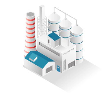Düz izometrik çizim konsepti. büyük endüstriyel petrol ve gaz fabrikası