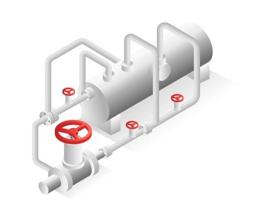Düz izometrik çizim konsepti. endüstriyel petrol ve doğalgaz boru hattı