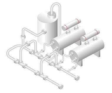Isometric tasarım konsepti çizimi. Petrol ve gaz endüstrisi borular ve borular