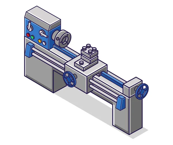 Flat Isometric Concept Illustration High Technology Cnc Lathe Industry — Image vectorielle