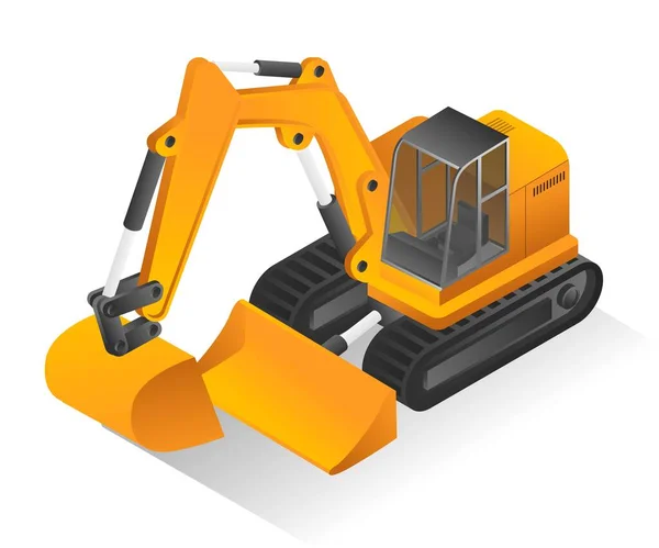 Isometric Design Concept Illustration Beko Excavator Heavy Equipment — Stock Vector