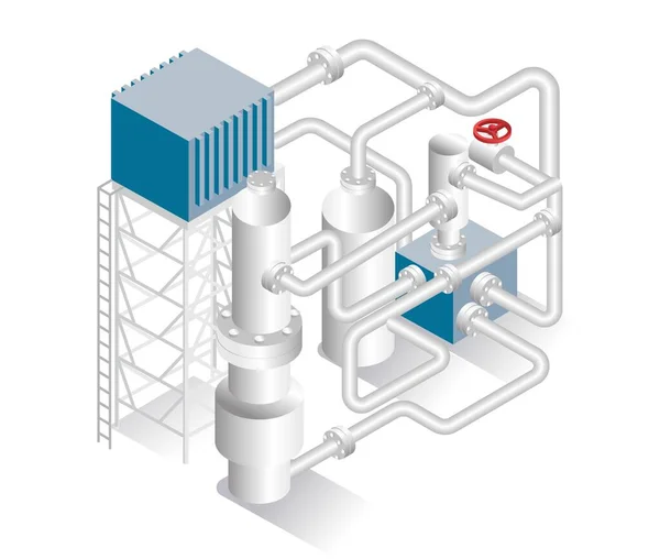 Isometric Design Concept Illustration Biogas Industrial Pipe Machine — Stock Vector