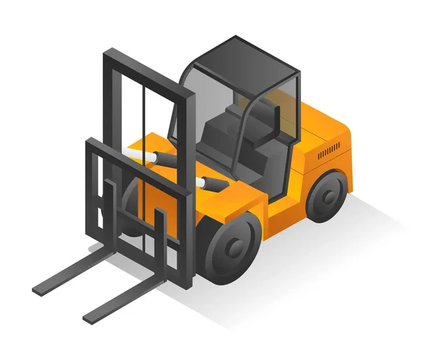 Isometric Design Concept Illustration Heavy Duty Forklift — Stock Vector